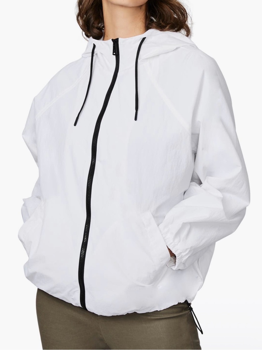 Bernardo White Hooded Windbreaker Jacket